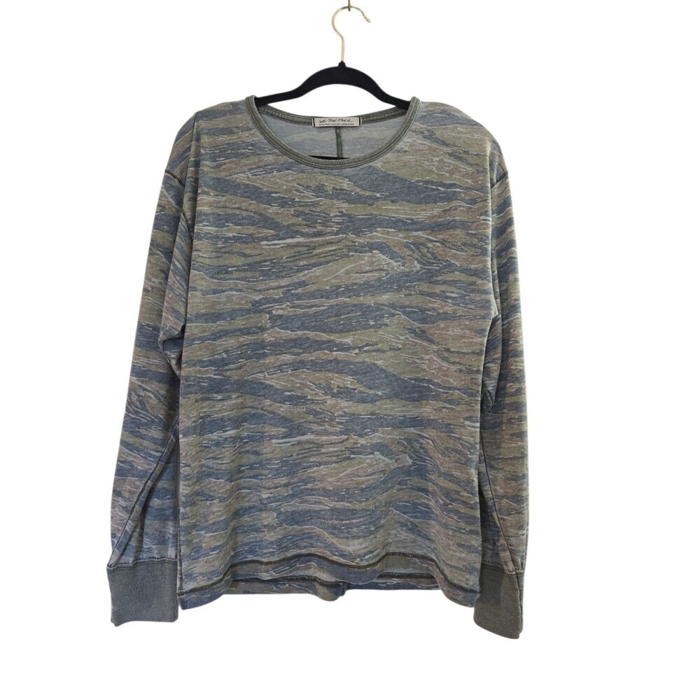 We The Free Free People Tiger Stripe Camo Long Sleeve Shirt Top SZ XS
